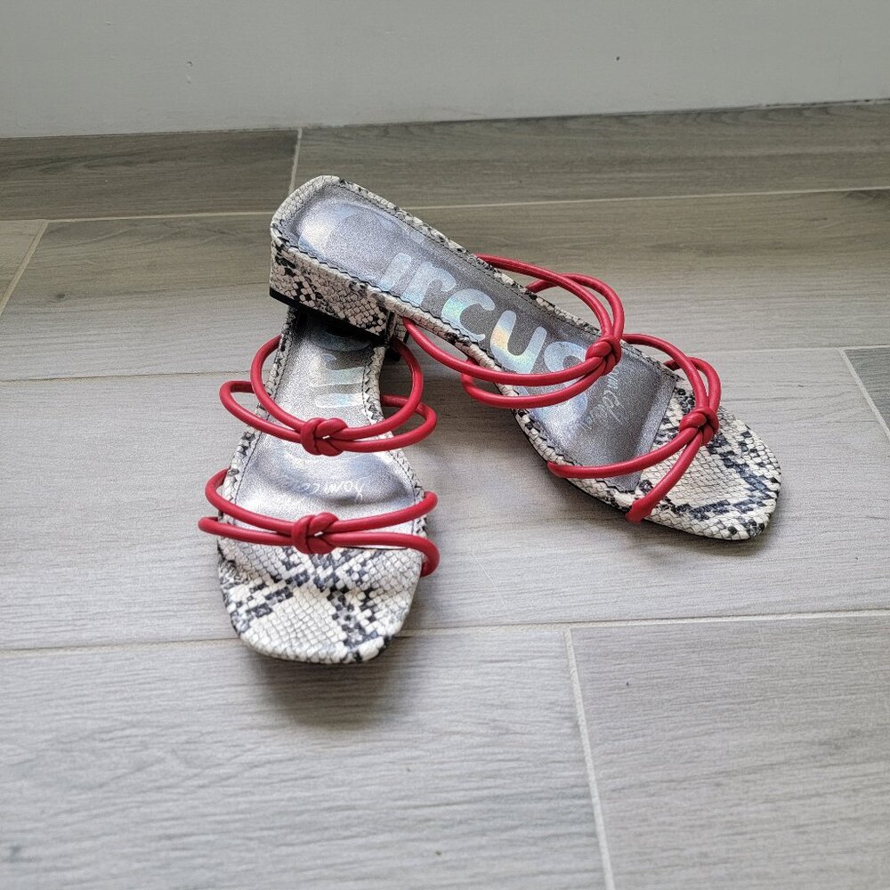 Red & Snake-skin Sandals